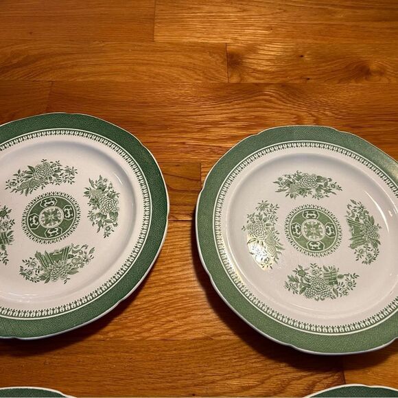 4 Beautiful Vintage Spode, Fitzhugh green China 10.25" Dinner Plates - Picture 4 of 8